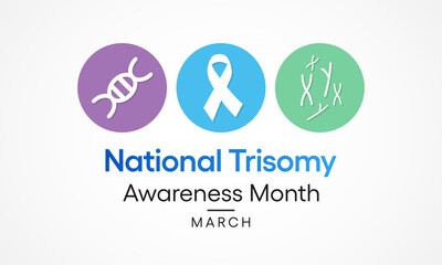 Vector illustration on the theme of Trisomy awareness month, A trisomy is a chromosomal condition characterized by an additional chromosome. A person with a trisomy has 47 chromosomes instead of 46.