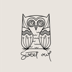 Sweet outline logo. Doodel isolated emblem design. Kids education symbol