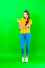 Portrait beautiful young asian woman smile with action