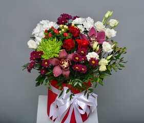 fresh flowers in paper boxes