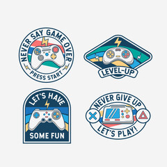 Set of gamepad badges, patches, emblems, badges and labels. © cddesign.co