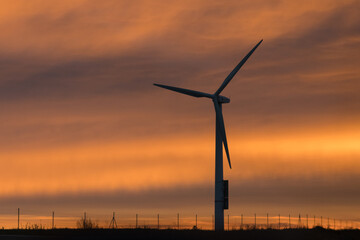 wind turbine at sunset