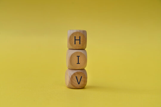 HIV word written on wooden blocks.