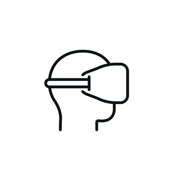 Simple VR Headset Icon - Human Virtual Reality Symbol - Vector