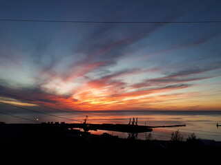 Naklejka premium sunset in the city