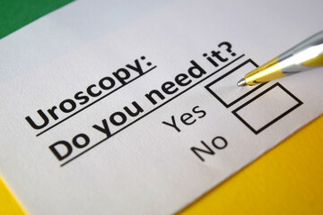 Obraz premium One person is answering question about uroscopy.