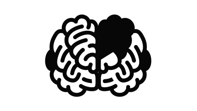 Front side brain icon animation best object on white background