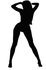 black silhouette of a sexy woman isolated on a white background