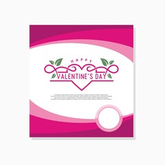 Greeting card template for valentine's day celebration with pink color theme
