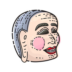 Popper smiling mask isolated on white background. Vector illustration of Chinese new year icon.
