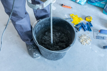 The process of mixing mortar with a perforator with a special nozzle