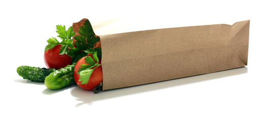 ingredients for vegetable salad, vegetables on a white background.  parsley, dill, tomatoes, cucumbers, healthy food, lifestyle