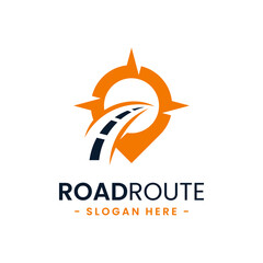 Road route logo design template. Concept of destination, address, position, travel, gps map, etc. Creative vector symbol highway.