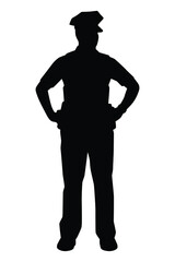 Policeman silhouette vector on white background, officer.
