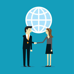 Male staff shaking hands to work together