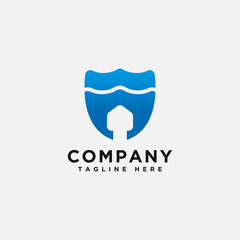 shield arrow finance logo design vector