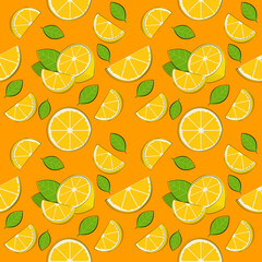 orange fruit vector background seamless pattern