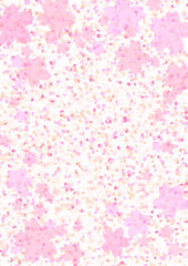水玉模様と桜の背景素材01（縦型・A3/A4）