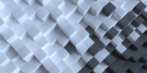 Texture and background from volumetric cubes of white and black colors. TV studio background, video studio background