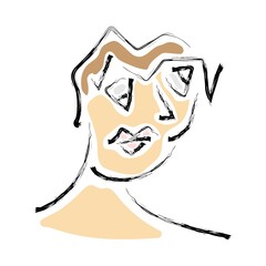 Vector illustration, face in the style of cubism. Abstract colorful shapes.