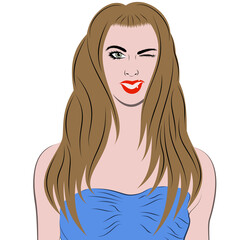 Winking smiling young woman