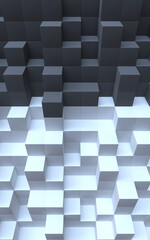 Texture and background from volumetric cubes of white and black colors.