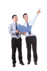 Two business men holding a folder