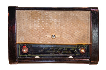 Mid 20th Century Radio Receiver - Isolated on White