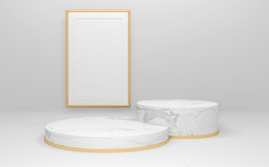 white podium on background abstract minimal style. 3D rendering