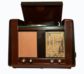 Mid 20th Century Radio Receiver - Isolated on White