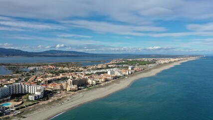 survol du littoral de l'Aude entre Leucate et le Barcarès