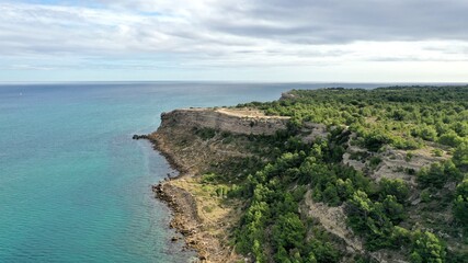 Obraz premium survol du littoral de l'Aude entre Leucate et le Barcarès