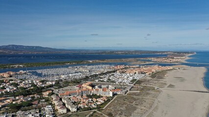 survol du littoral entre Port-Leucate et le Barcarès (Aude, France)