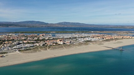 survol du littoral entre Port-Leucate et le Barcarès (Aude, France)