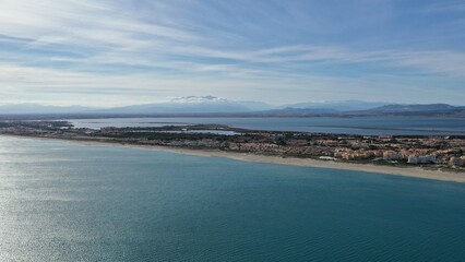 survol du littoral entre Port-Leucate et le Barcarès (Aude, France)