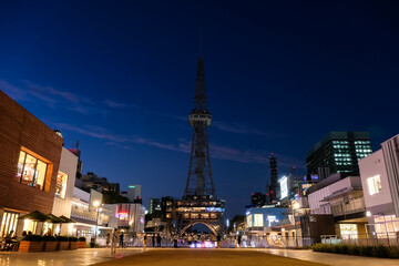 愛知県名古屋市 ライトアップ前の名古屋テレビ塔 夜景