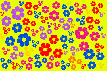 Yellow background with flower pattern.
