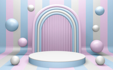Pink and Cyan abstract on podium geometric. 3D rendering
