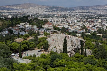 Fototapeta na wymiar The territory of the Pantheon in Athens. Greece. Summer panorama.