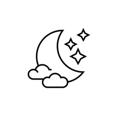 Moon and stars icon. Night sky vector illustration.