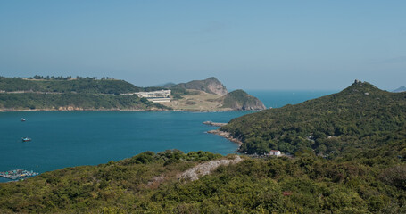 Beautiful scenery from the mountain in tung lung chau