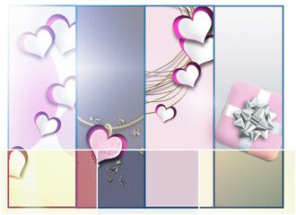 Elegant love collage in pastel pink colour