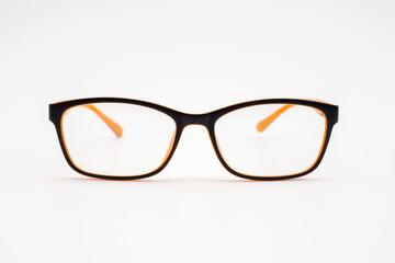 Fashion Eyewear orange on white background.