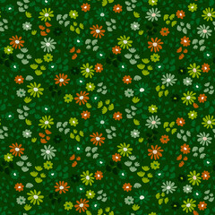 Pattern with simple pretty small flowers, little floral liberty seamless texture background. Spring, summer romantic blossom flower garden seamless pattern for your designs - obrazy, fototapety, plakaty