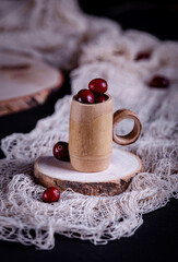 Cup with fresh cranberries