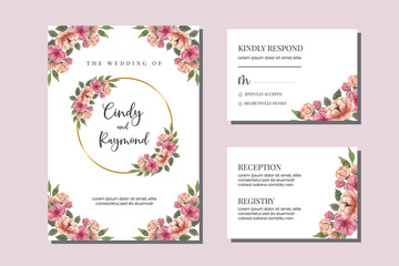 Fototapeta na wymiar Wedding invitation floral watercolor hand drawn Flowers design Invitation Card Template Printable Size