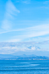 【神奈川県 江ノ島】湘南の海と富士山	