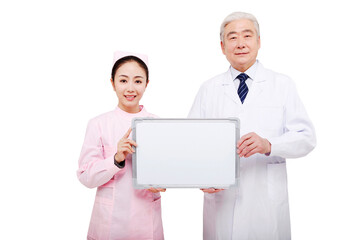 The doctor and nurse holding a whiteboard