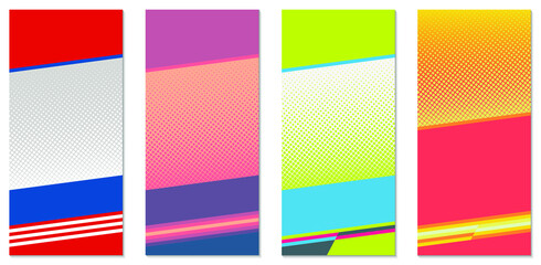 Naklejka premium A set of vector templates for social media with copy space. Colorful geometric gradient backgrounds for advertising, greeting cards and other commercial.