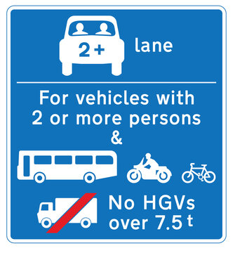 Vehicles Permitted To Use An HOV Lane Ahead Sign